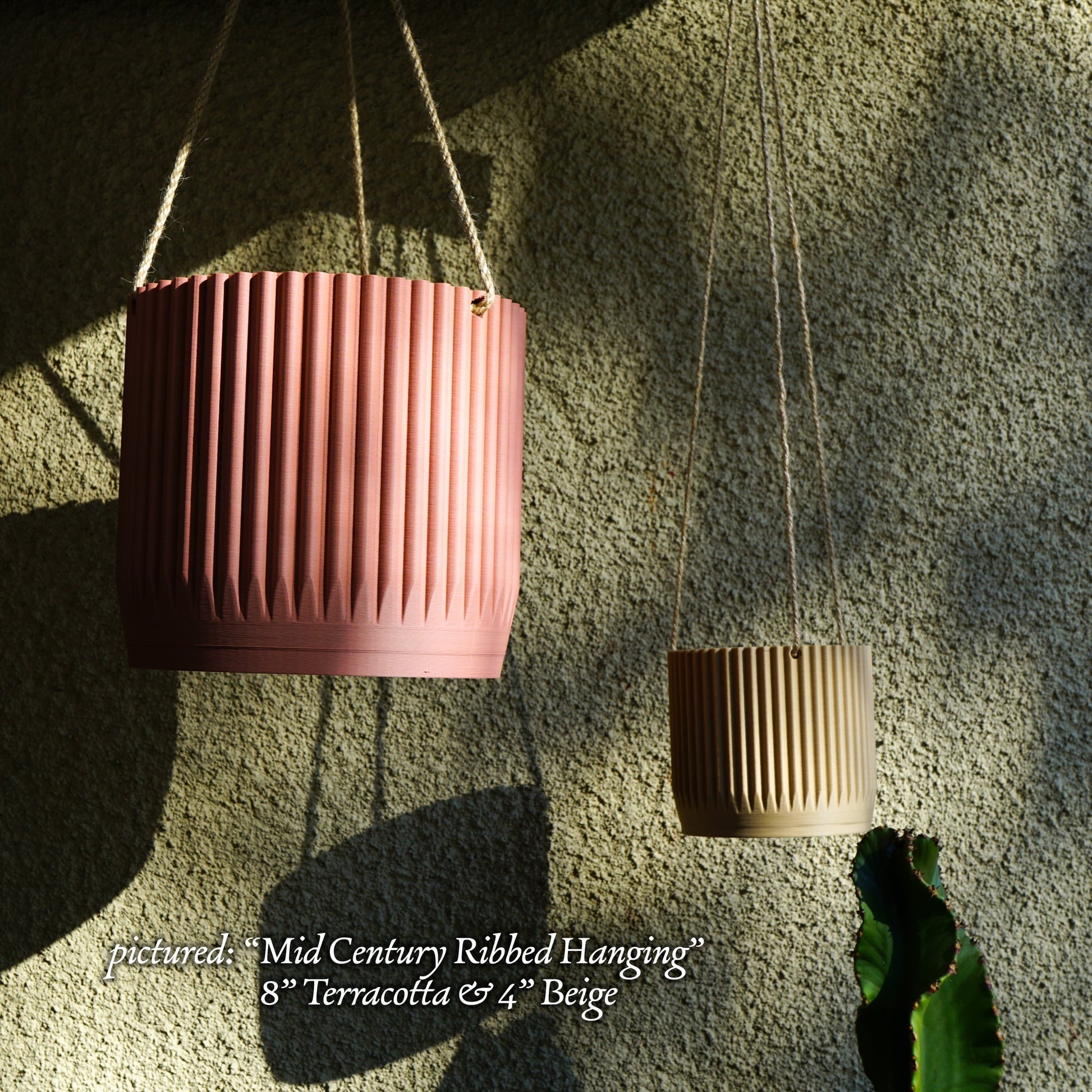 Mid-Century Ribbed Hanging Plant Pots | 3D Printed Planter – Hanging Planter