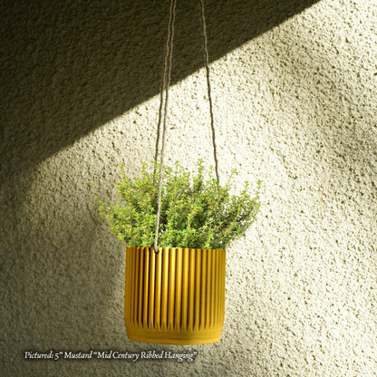 Mid-Century Ribbed Hanging Plant Pots | 3D Printed Planter – Mustard Hanging Planter