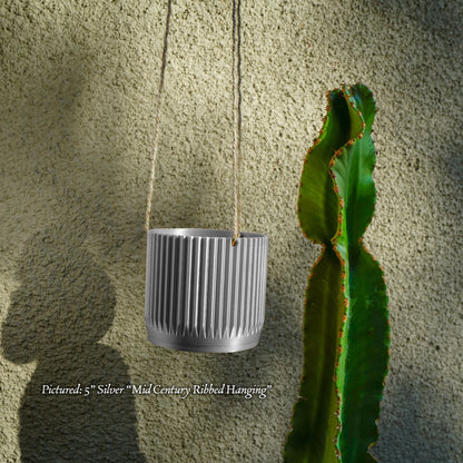 Mid-Century Ribbed Hanging Plant Pots | 3D Printed Planter – Hanging Planter