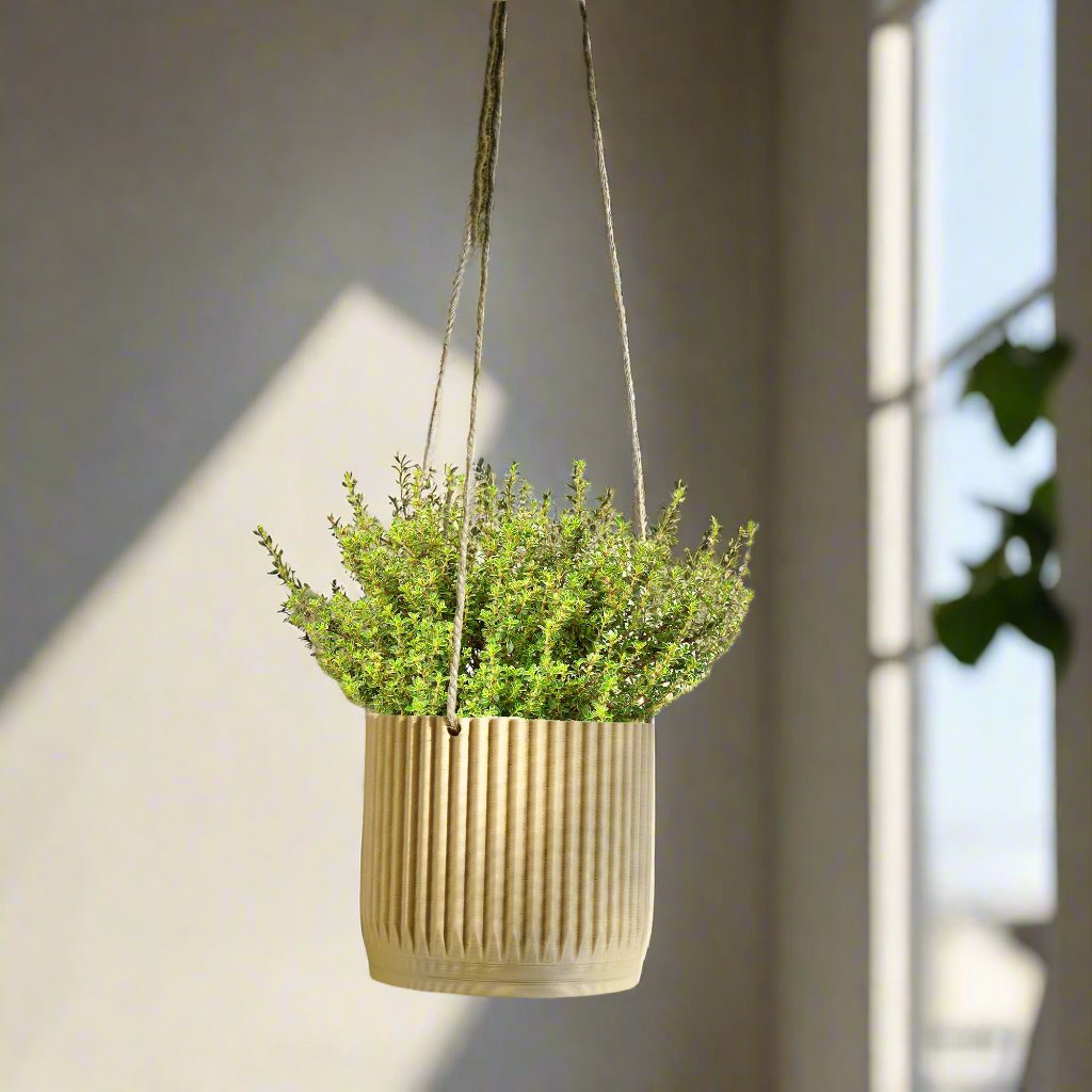 ribbed plant pots Mid Century Ribbed Hanging Plant Pots