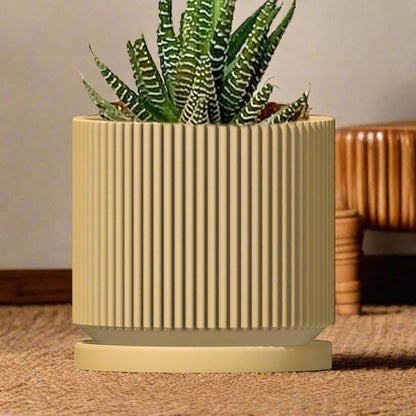 Mid-Century Ribbed Planter | 3D Printed Modern Plant Pot – Pots & Planters