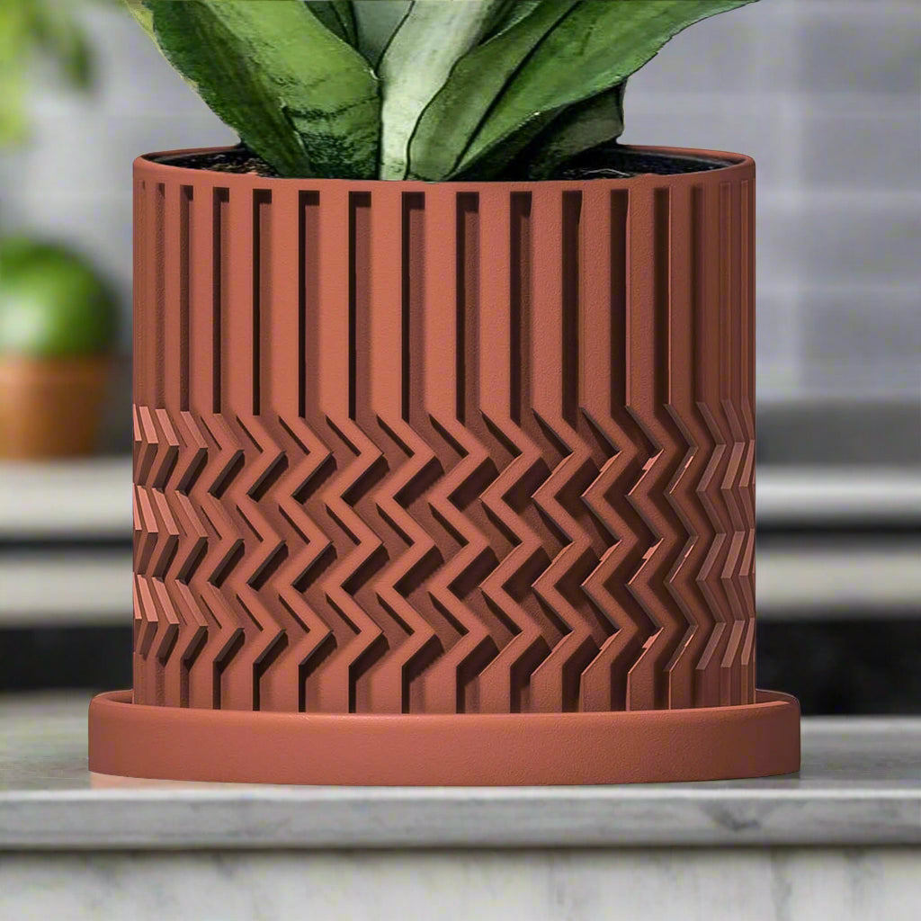 Minimalist Zig-Zag Planter – Terracotta Pots & Planters