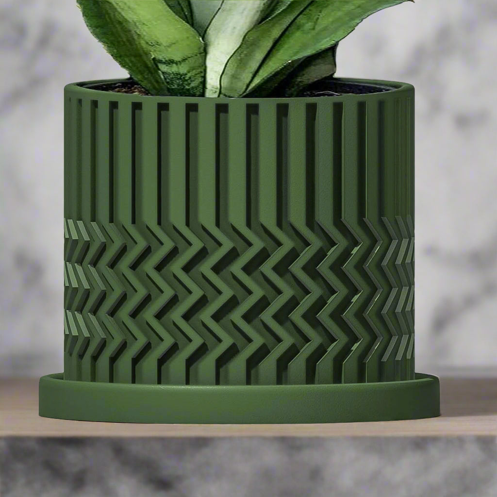 Minimalist Zig-Zag Planter – Green Pots & Planters