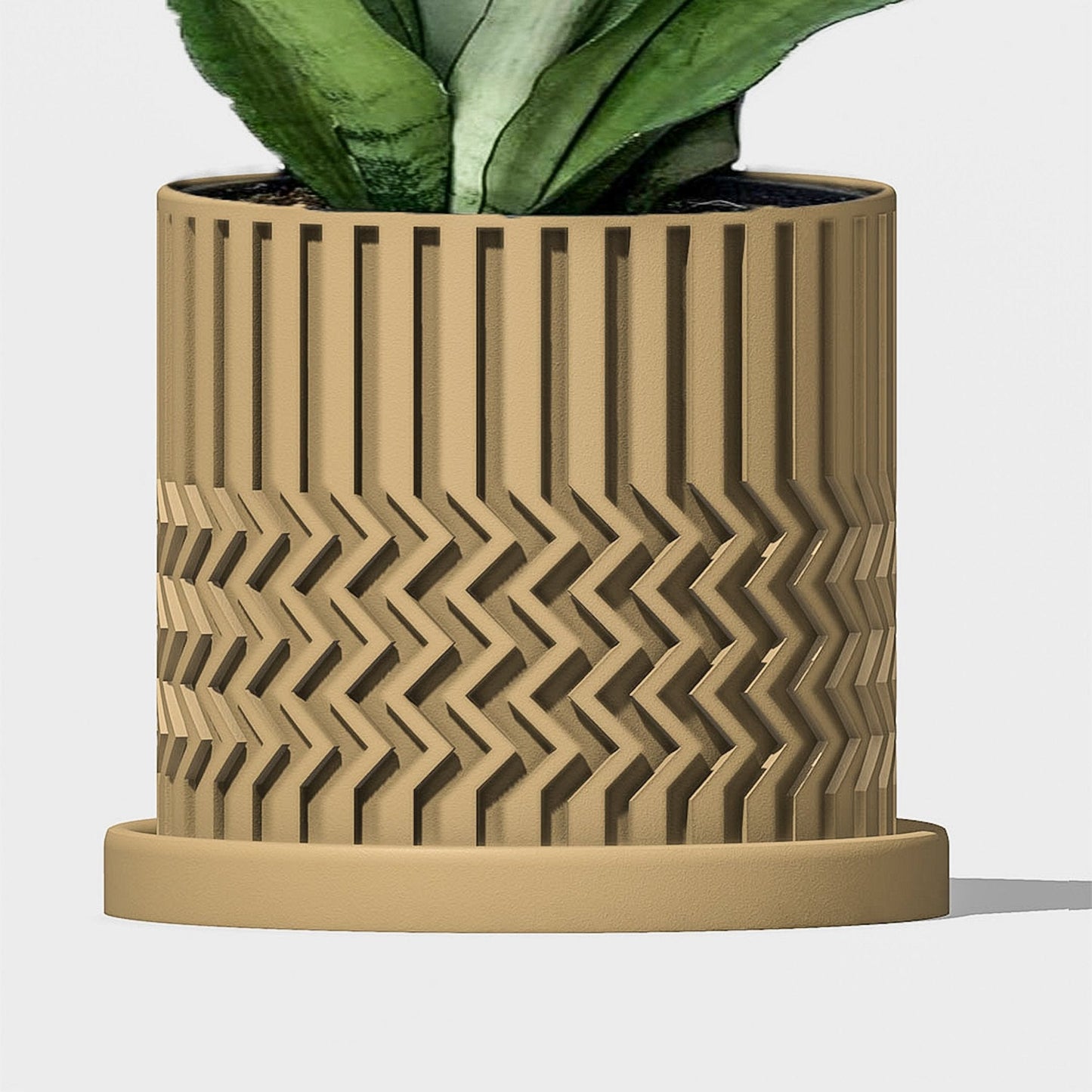 Minimalist Zig-Zag Planter – Beige Pots & Planters