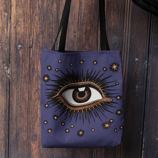 "All Seeing Eye" (Violet) - Heavy-Duty Canvas Tote Bag