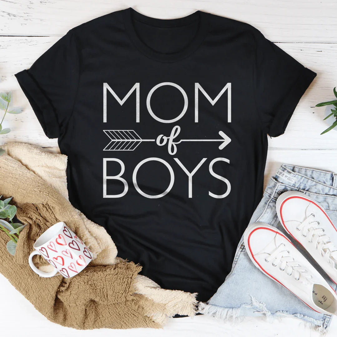 Mom Of Boys Tee – Black Heather