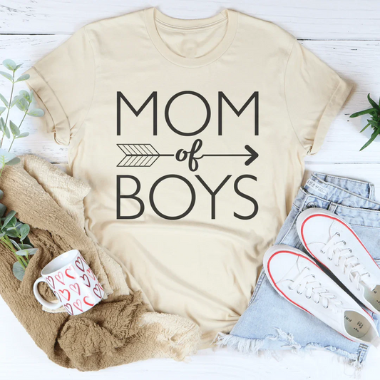 Mom Of Boys Tee – Soft Cream