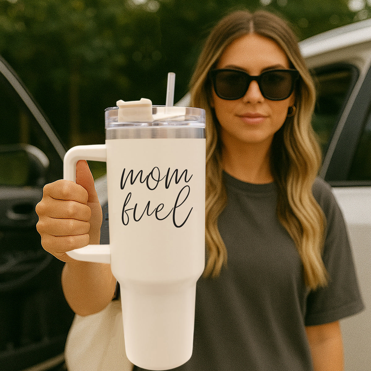 Mom fuel – Travel Mug, Coffee Cup, Drinkware