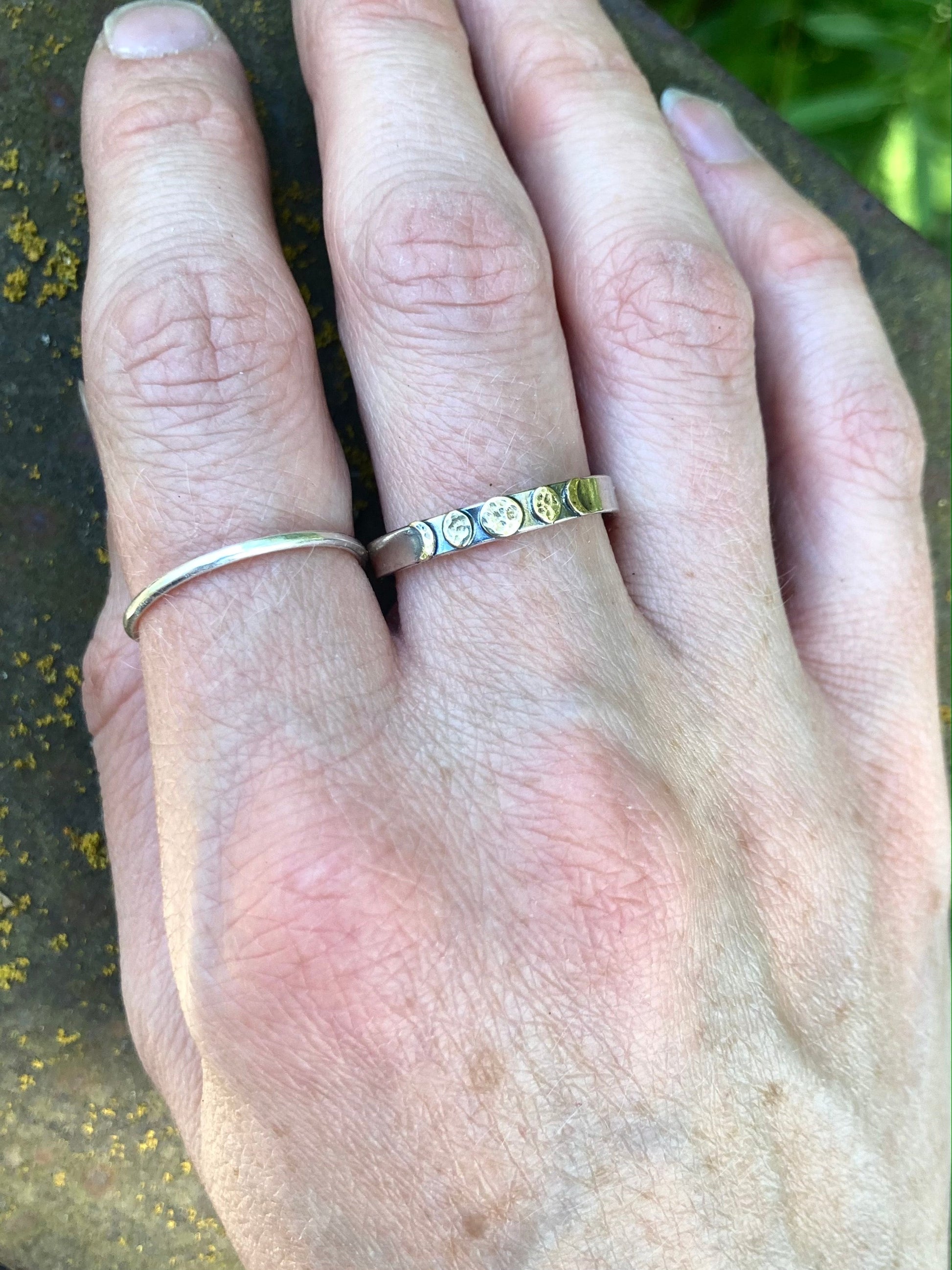 Moon Phase Band Ring in Brass and Sterling Silver – Rings