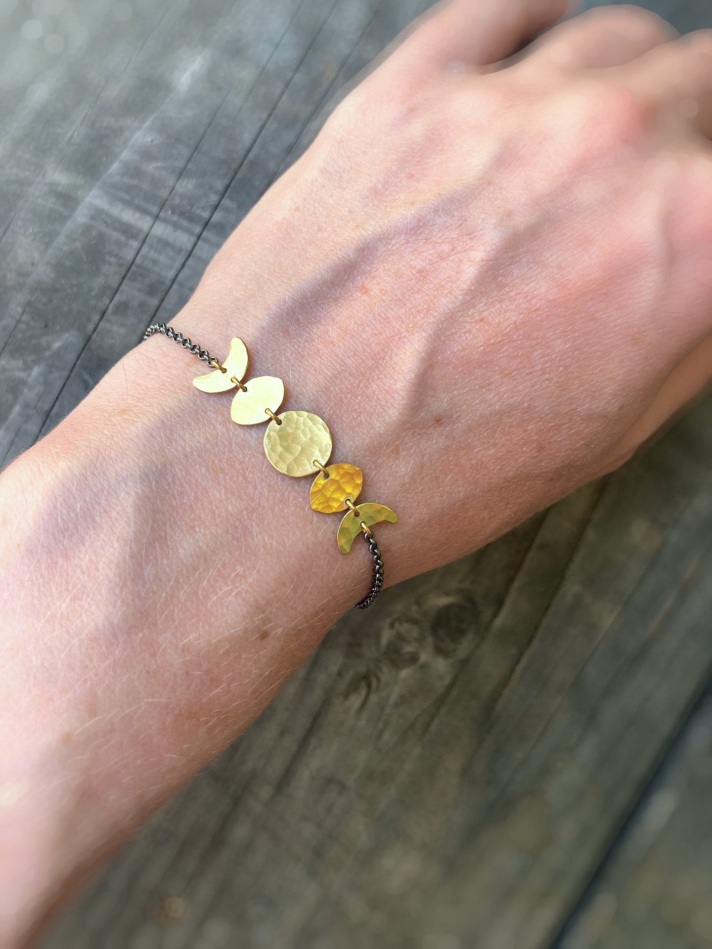 Moon Phase Bracelet in Oxidized Sterling Silver and Brass – bracelets