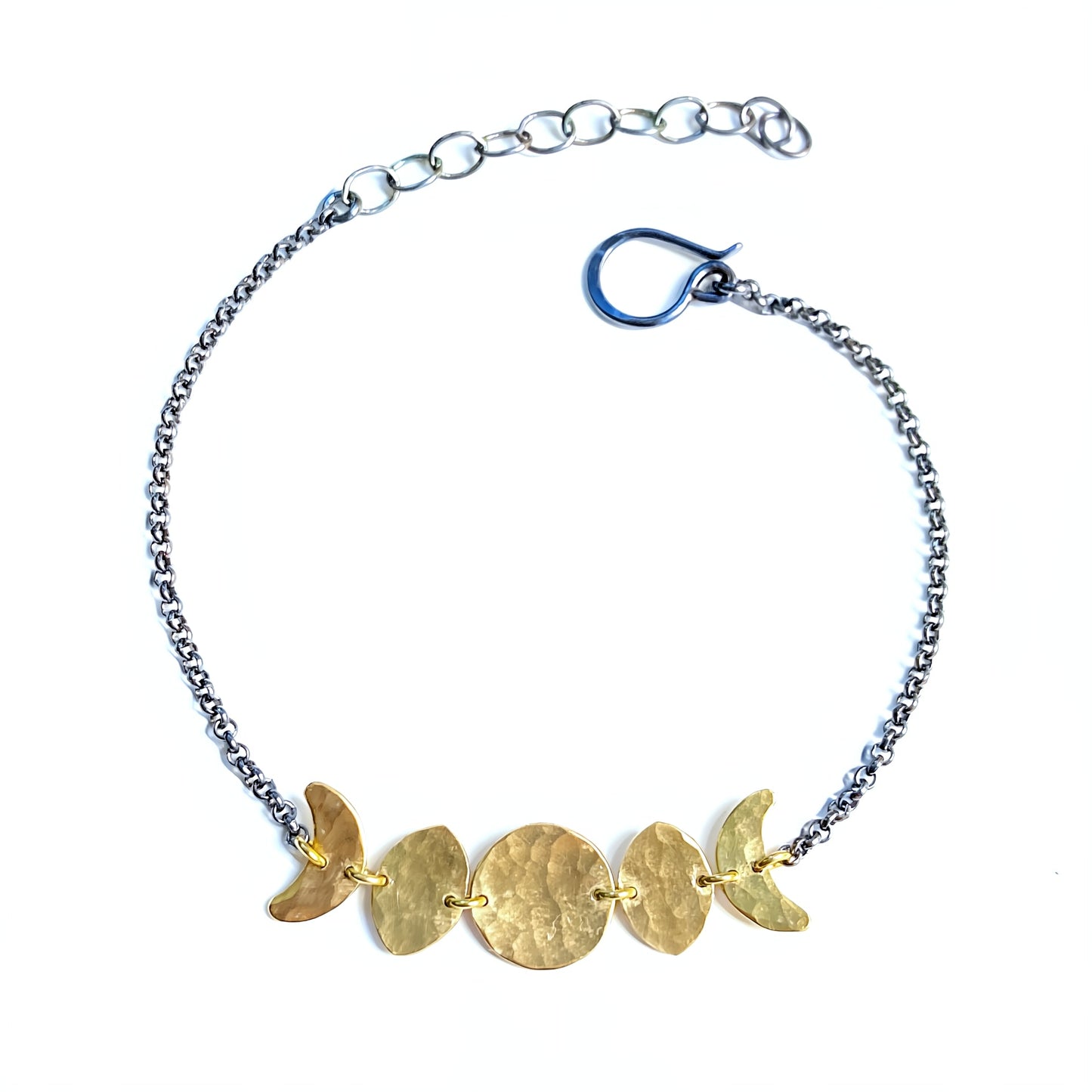 Moon Phase Bracelet in Oxidized Sterling Silver and Brass – bracelets