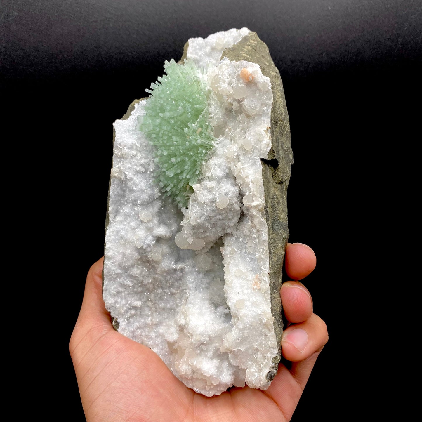 Natrolite Green on MM Quartz Super Rare Natural Mineral Specimen – Natrolite