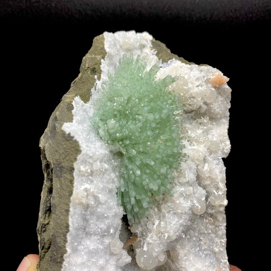 Natrolite Green on MM Quartz Super Rare Natural Mineral Specimen – Natrolite