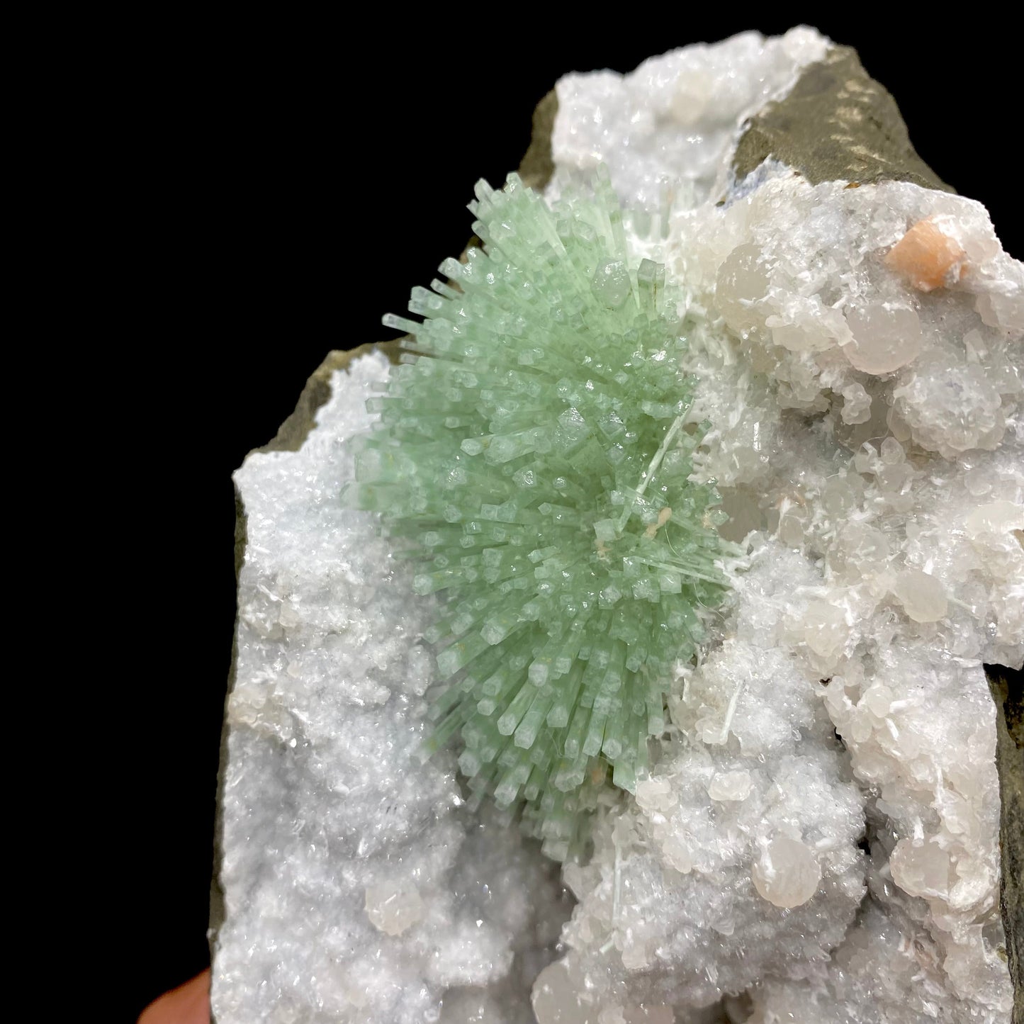 Natrolite Green on MM Quartz Super Rare Natural Mineral Specimen – Natrolite