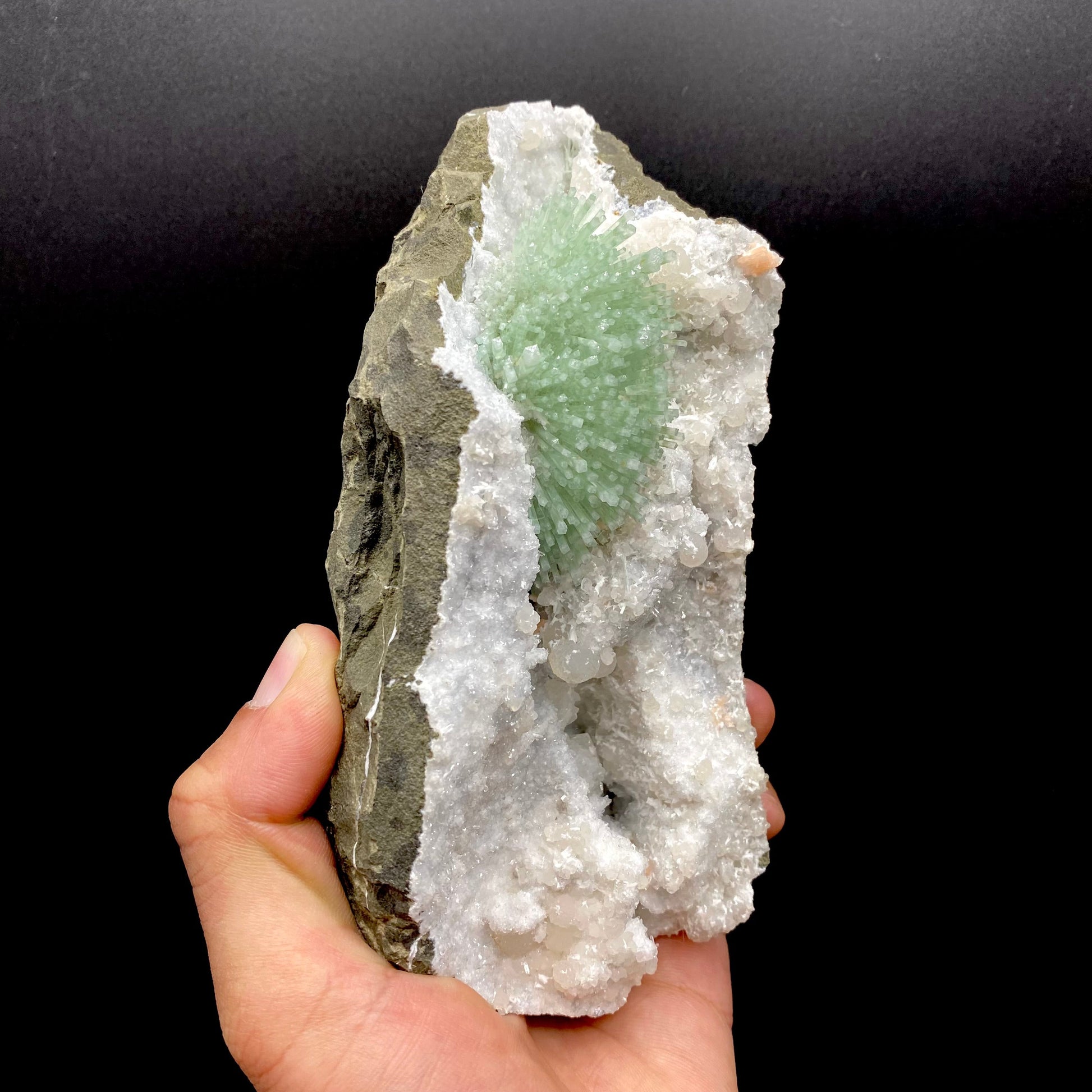 Natrolite Green on MM Quartz Super Rare Natural Mineral Specimen – Natrolite