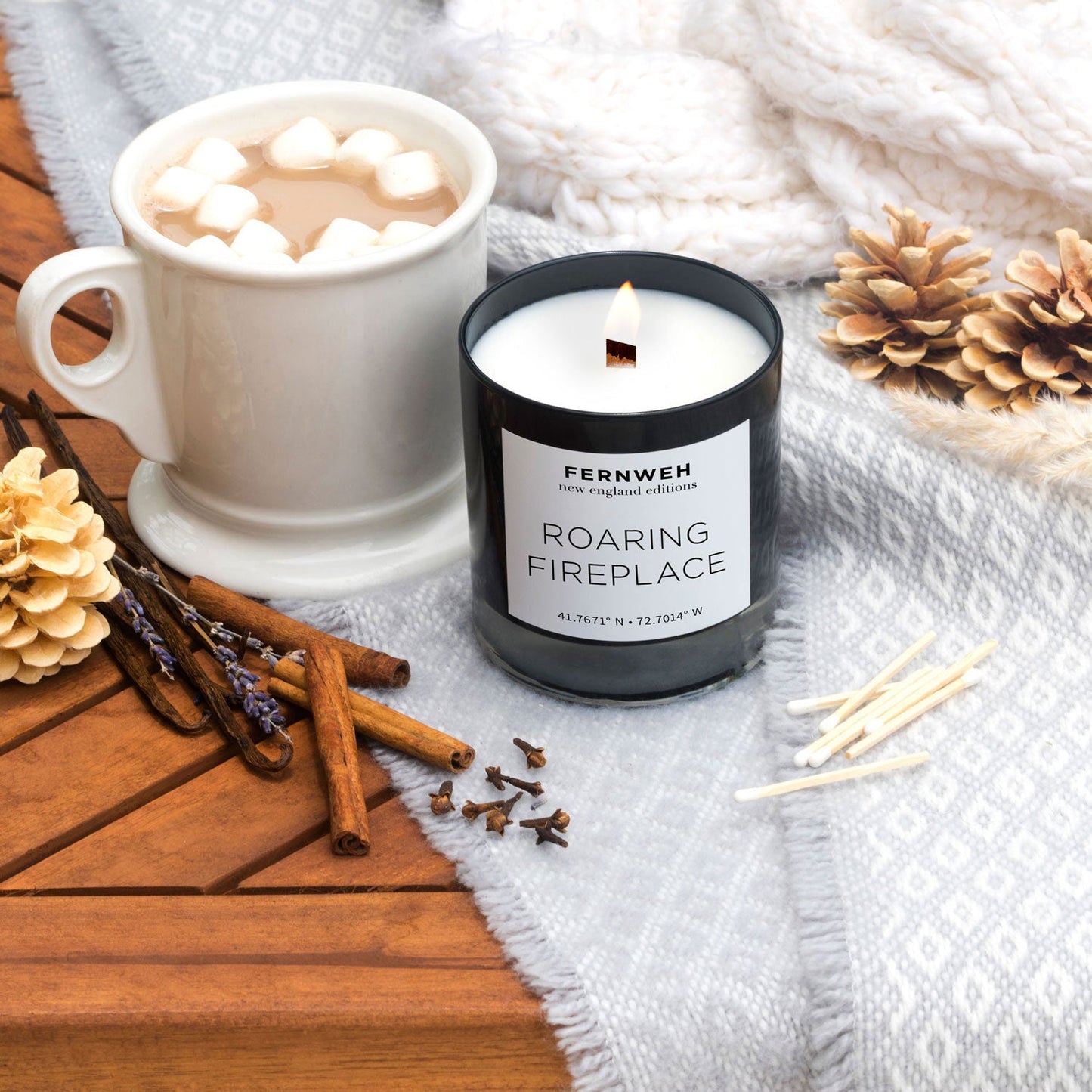 Roaring Fireplace Scented Soy Candle – Classic (11 oz) New England