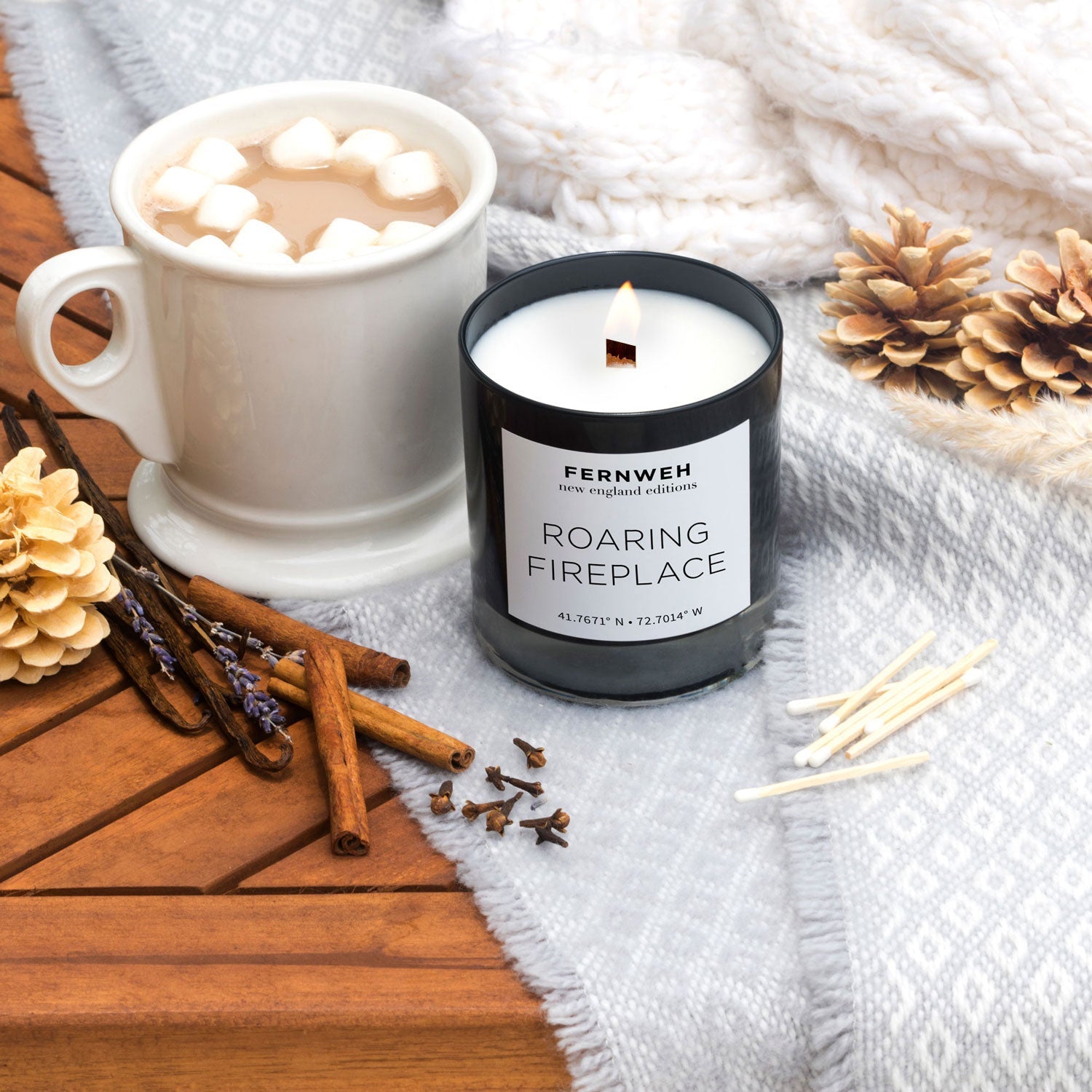 Roaring Fireplace Scented Soy Candle – Classic (11 oz) New England