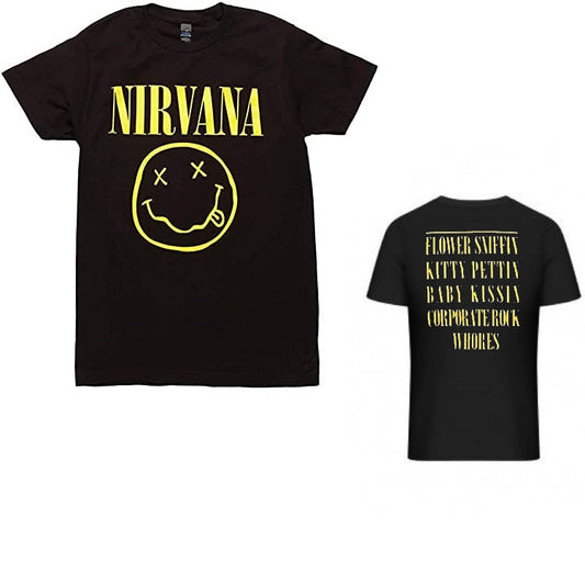 Nirvana Smiley Face T-Shirt - Official – 2 Sided Men's T-shirts