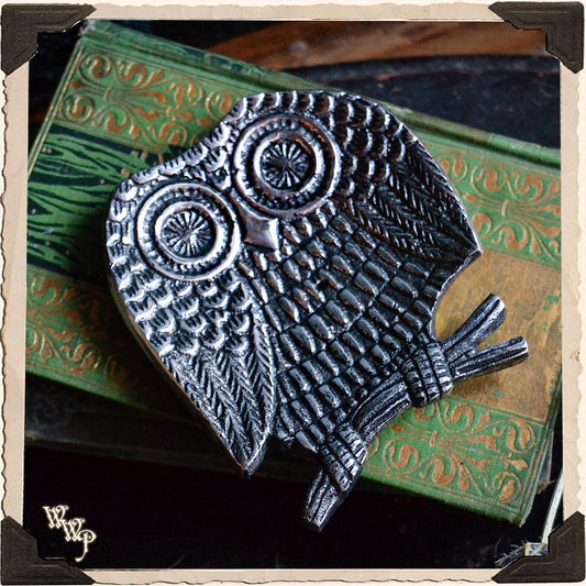 Aluminum Owl Tray. Incense Stick & Cone Holder, Jewelry Trinket Dish