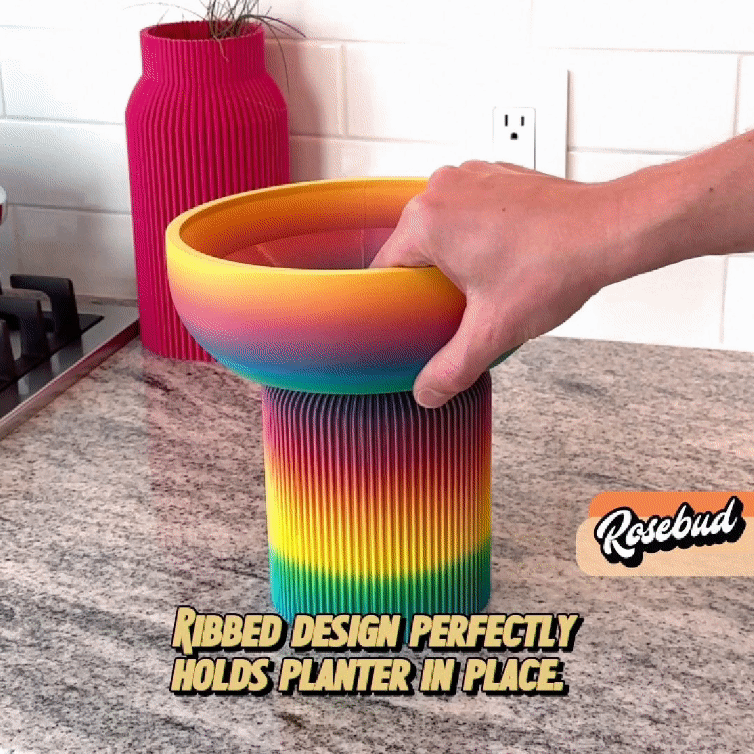 Modern Pedestal Planter, Two-Piece Plant Pot