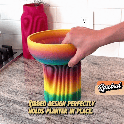 Modern Pedestal Planter, Two-Piece Plant Pot