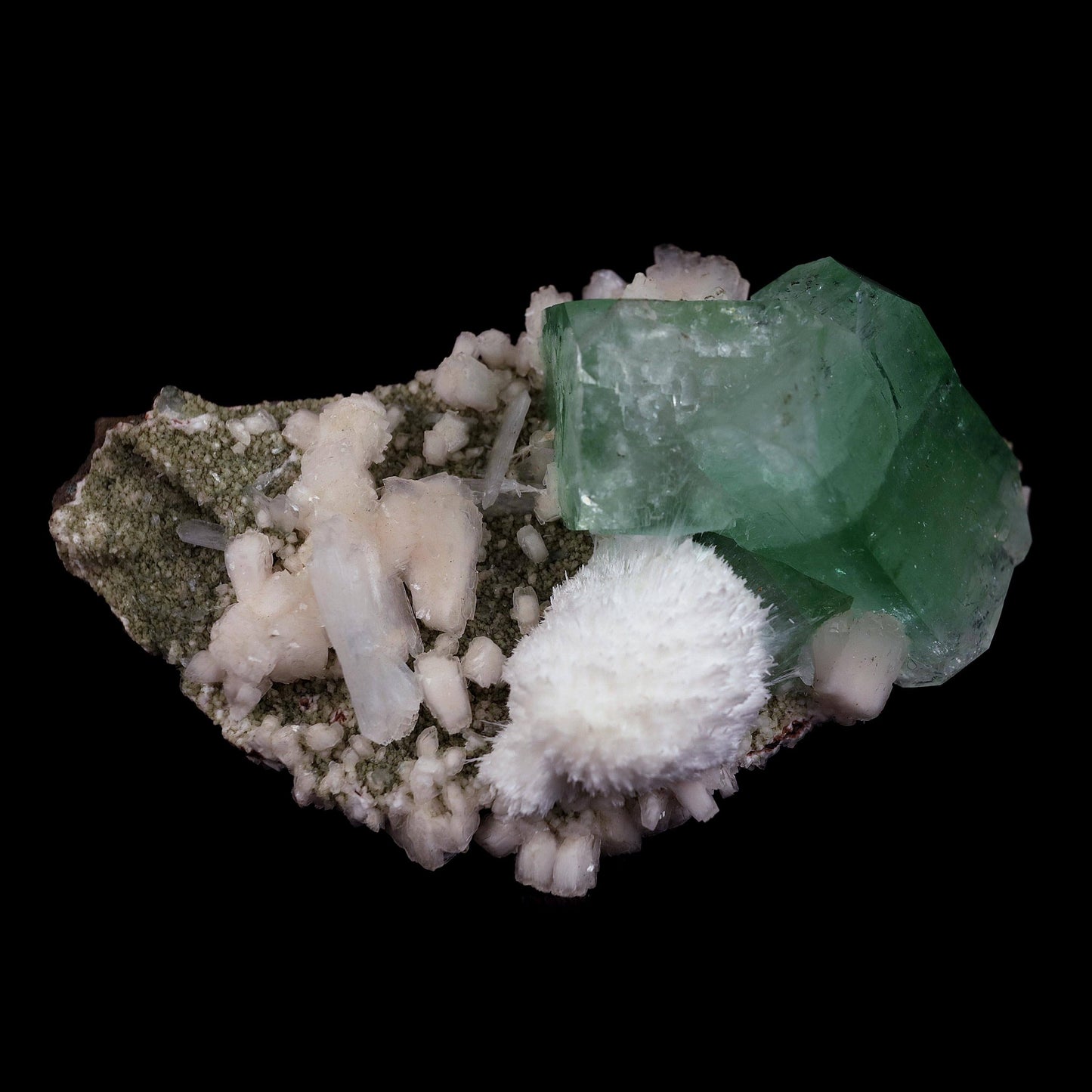 Pesudo Green Apophyllite with Mordenite Stilbite Natural Mineral Specimen # B 4603 – Apophyllite