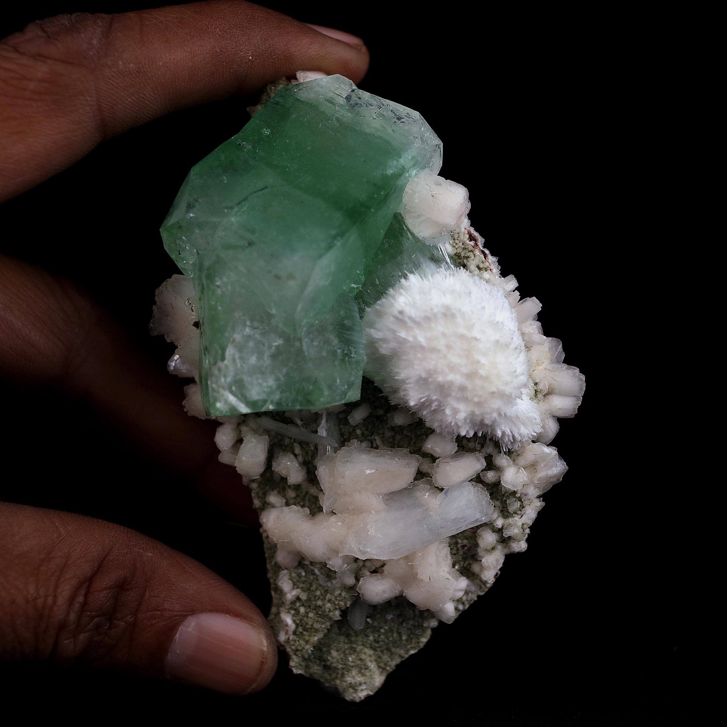 Pesudo Green Apophyllite with Mordenite Stilbite Natural Mineral Specimen # B 4603 – Apophyllite