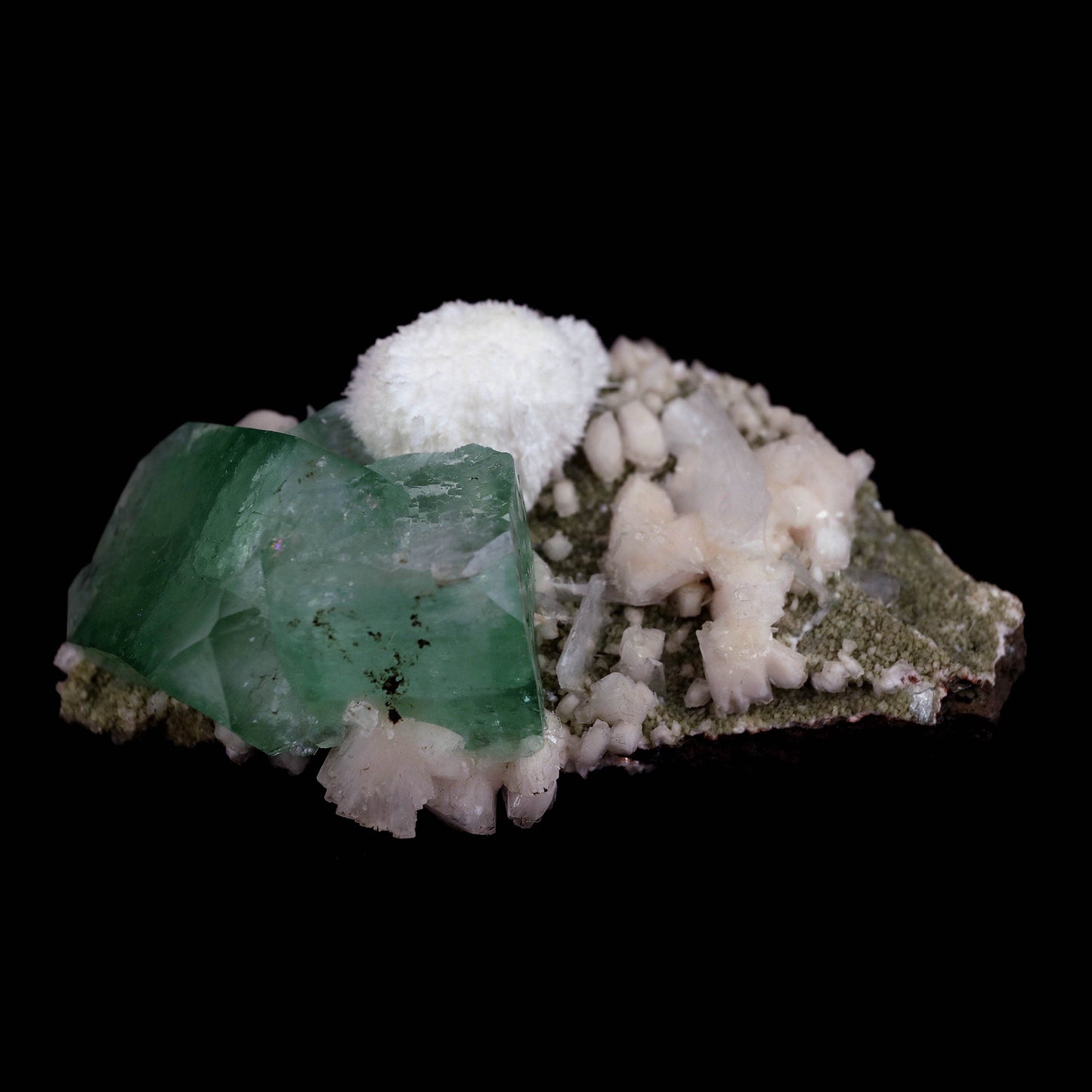 Pesudo Green Apophyllite with Mordenite Stilbite Natural Mineral Specimen # B 4603 – Apophyllite