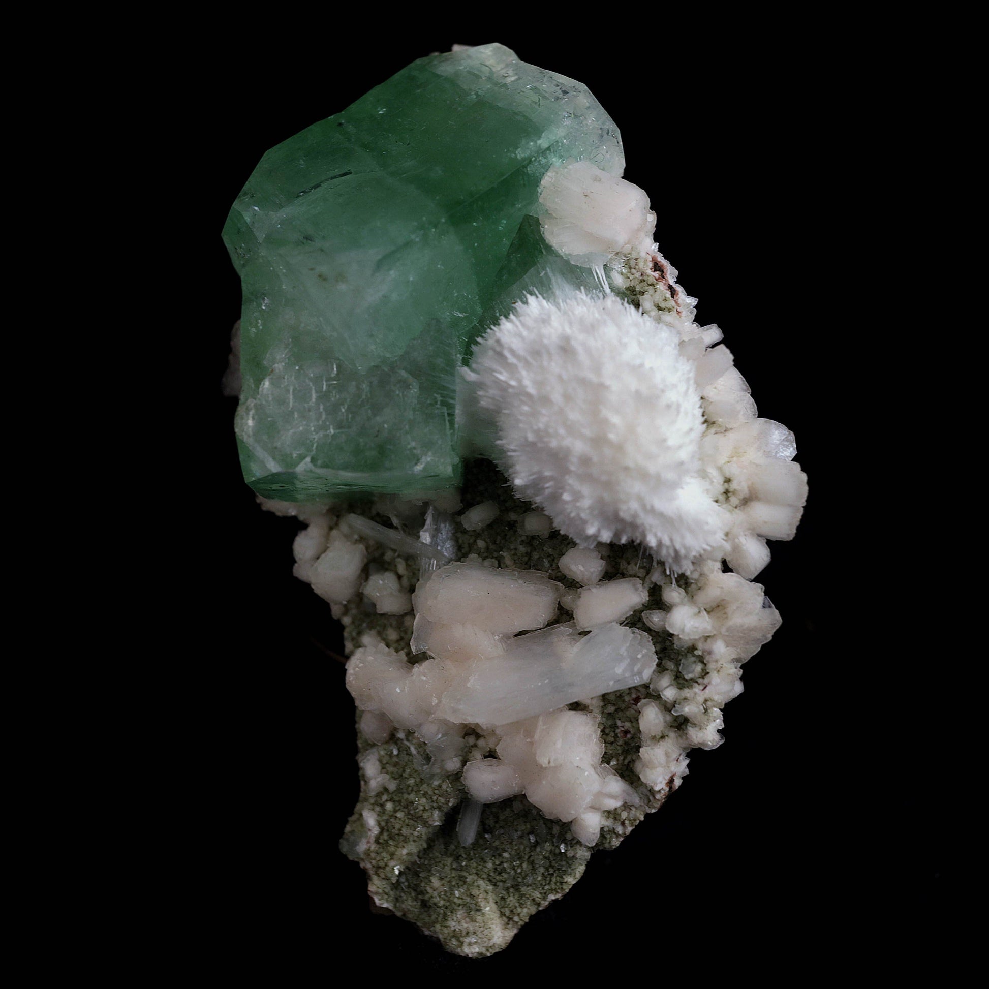 Pesudo Green Apophyllite with Mordenite Stilbite Natural Mineral Specimen # B 4603 – Apophyllite
