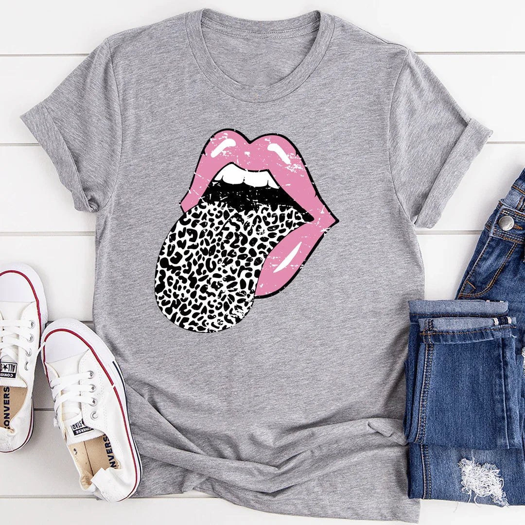 Pink Lips Tee – Heather Grey T-Shirts