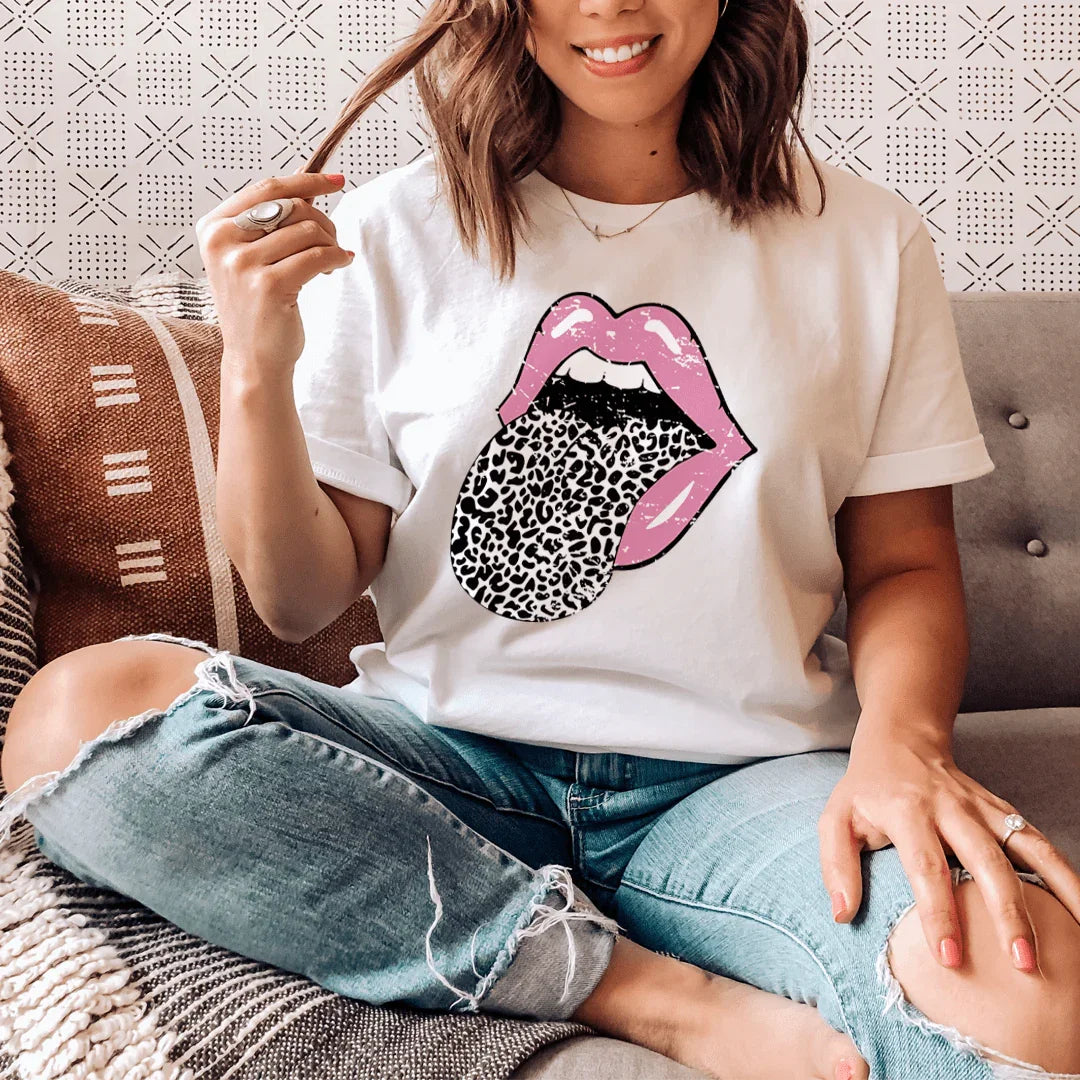 Pink Lips Tee – White T-Shirts