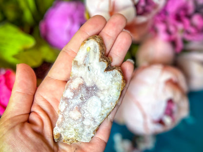 Beautiful Pink Flower Agate Slices, Polished Flower Agate Slabs, Pink Cherry Blossom Agate Polished Slab – 50-74 grams