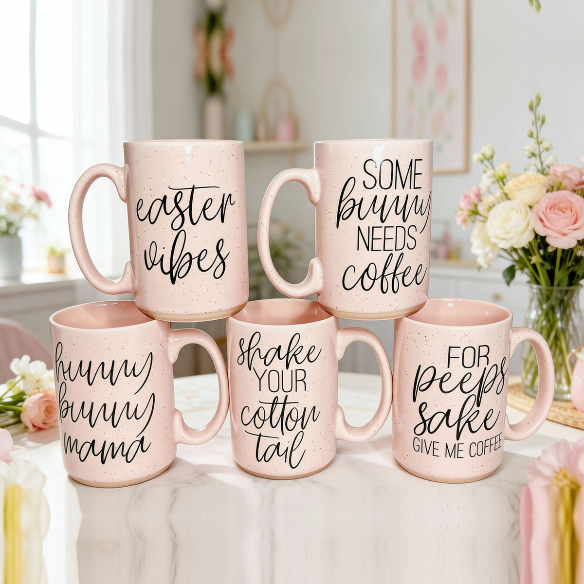 Easter Vibes Speckled Ceramic Mug - 16oz Pink or Blue – Mugs - Seasonal