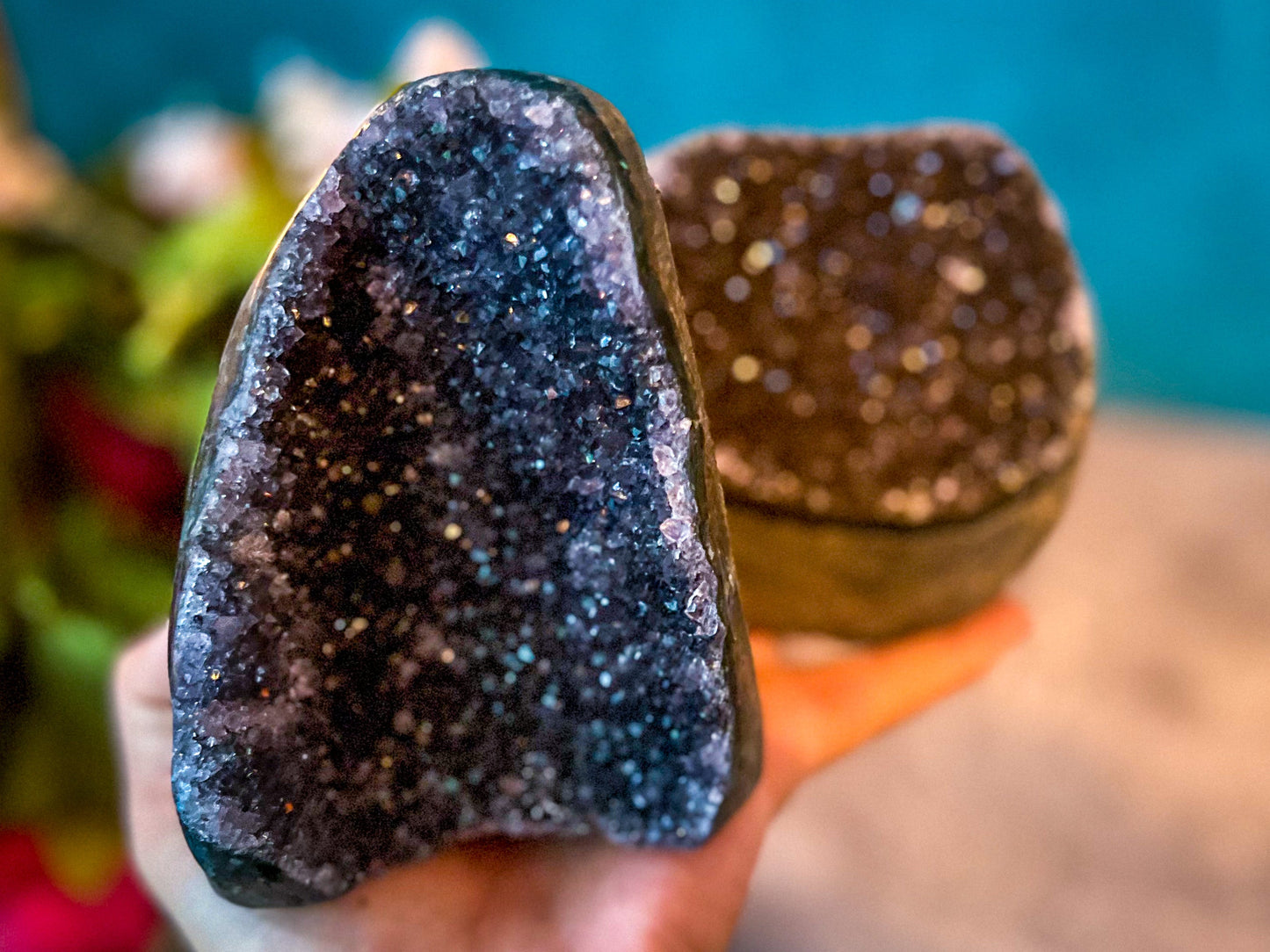 Large Semi Polished Rainbow Amethyst Cathedrals, Pink Amethyst, Raw Black Amethyst Freeforms 500 gram+ –