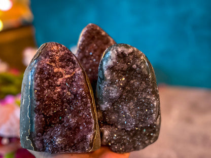 Large Semi Polished Rainbow Amethyst Cathedrals, Pink Amethyst, Raw Black Amethyst Freeforms 500 gram+ –