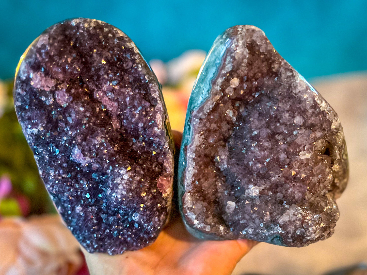 Large Semi Polished Rainbow Amethyst Cathedrals, Pink Amethyst, Raw Black Amethyst Freeforms 500 gram+ –