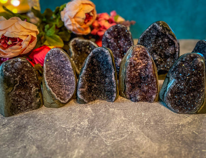 Large Semi Polished Rainbow Amethyst Cathedrals, Pink Amethyst, Raw Black Amethyst Freeforms 500 gram+ –