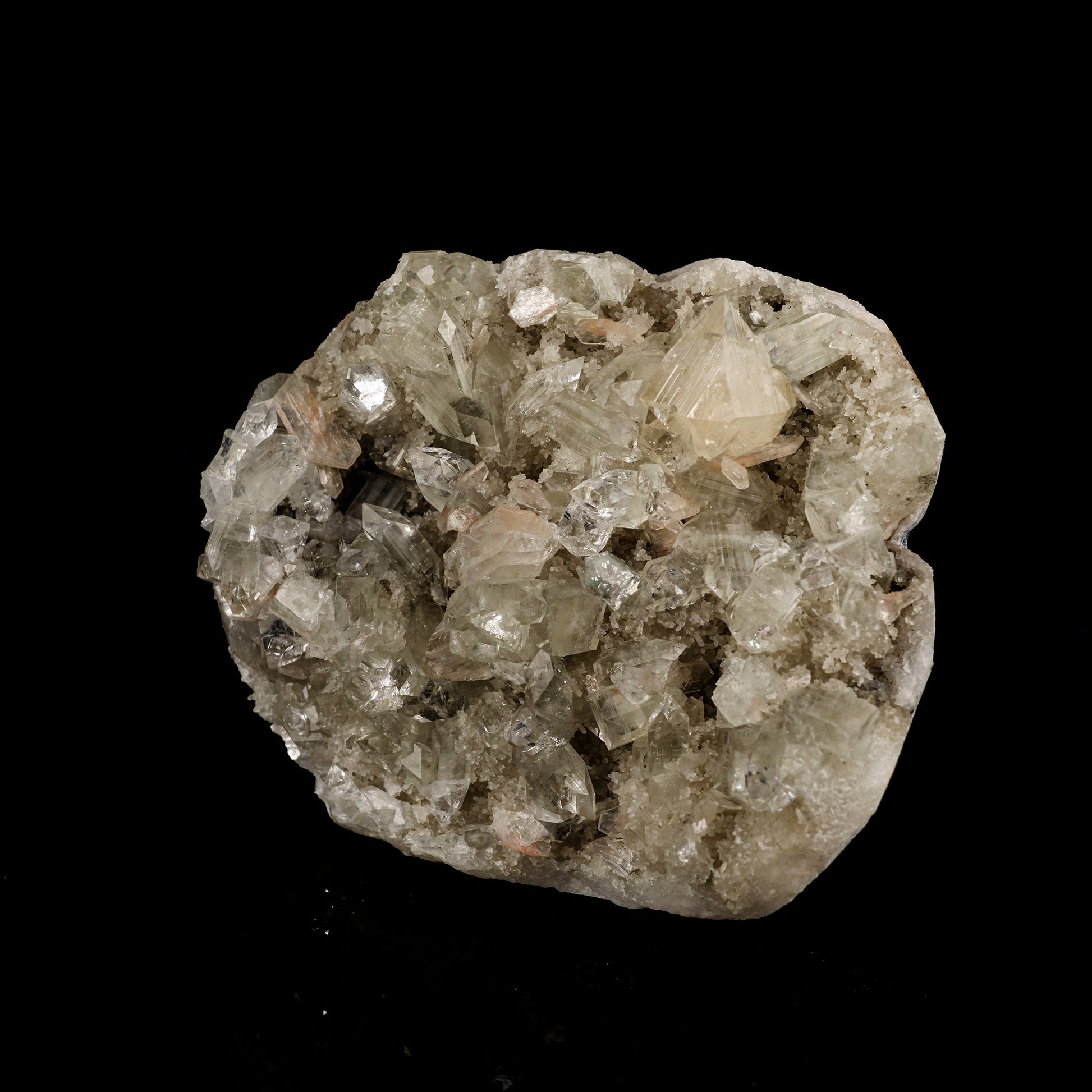 Powellite Fluorescent on Apophyllite Free Standing Natural Mineral Specimen – Powellite
