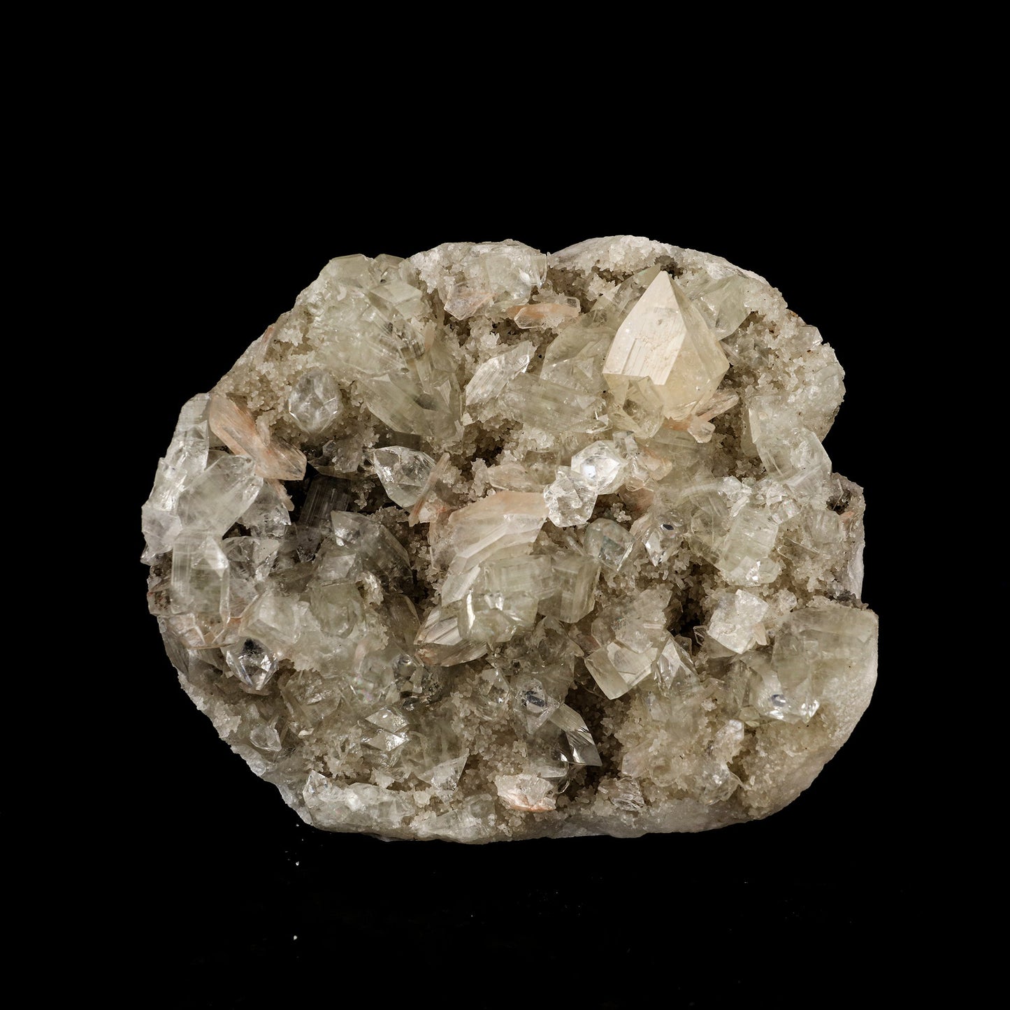 Powellite Fluorescent on Apophyllite Free Standing Natural Mineral Specimen – Powellite