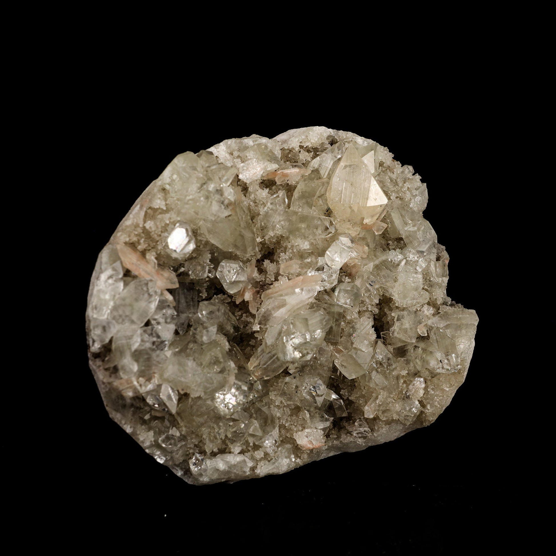 Powellite Fluorescent on Apophyllite Free Standing Natural Mineral Specimen – Powellite
