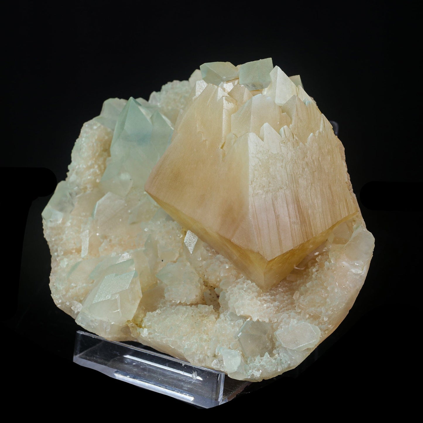 Powellite with Stilbite Rare Find Natural Mineral Specimen – Powellite