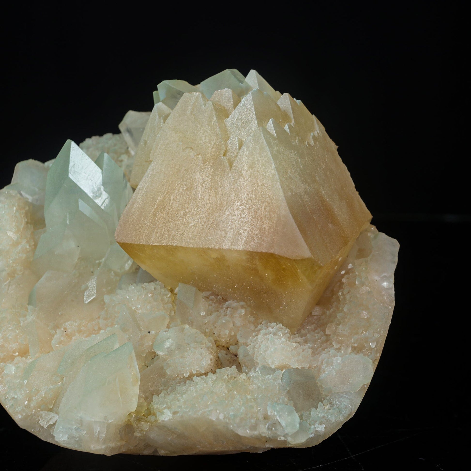 Powellite with Stilbite Rare Find Natural Mineral Specimen – Powellite