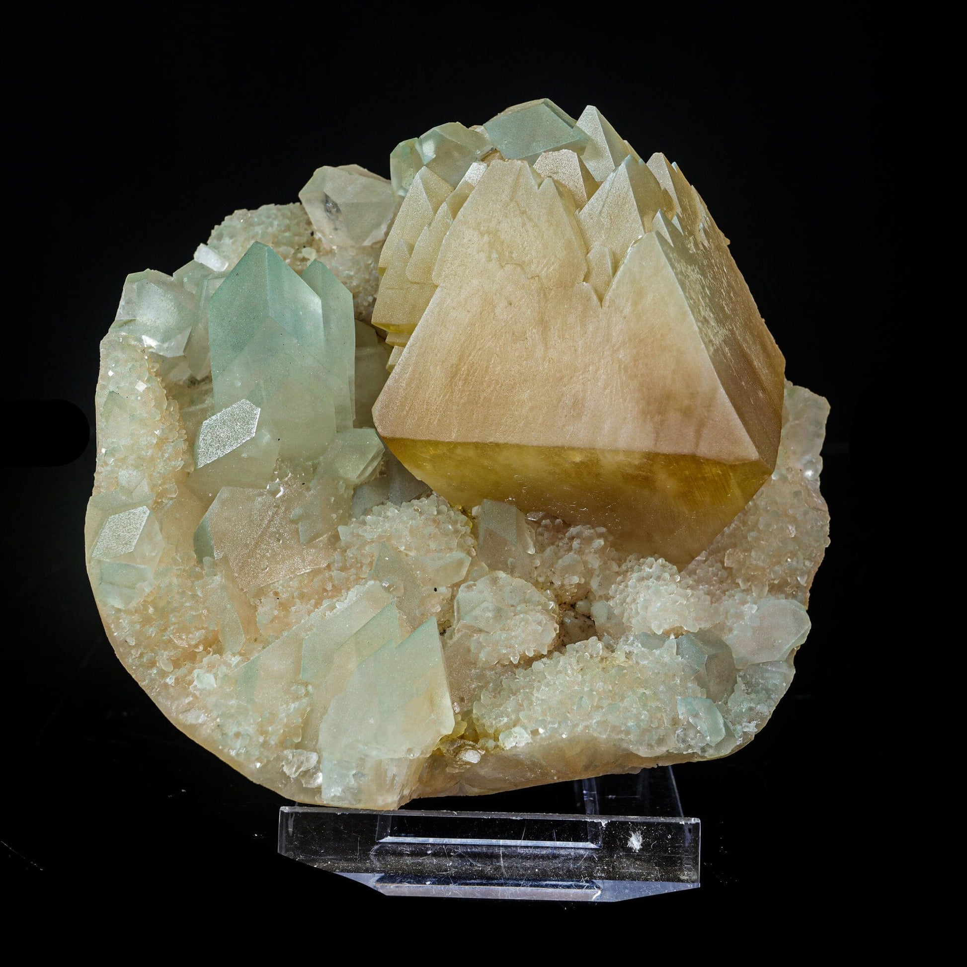 Powellite with Stilbite Rare Find Natural Mineral Specimen – Powellite
