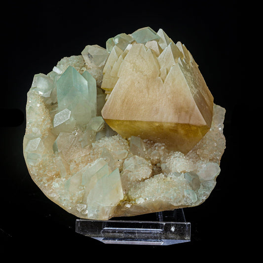 Powellite with Stilbite Rare Find Natural Mineral Specimen – Powellite