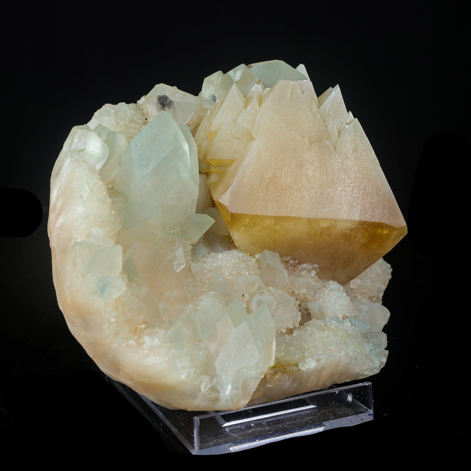 Powellite with Stilbite Rare Find Natural Mineral Specimen – Powellite