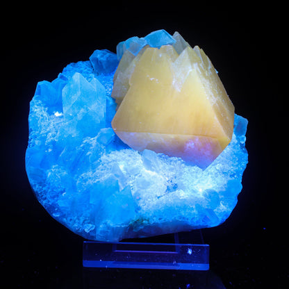 Powellite with Stilbite Rare Find Natural Mineral Specimen – Powellite