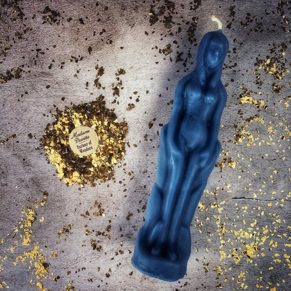 Female Figural Candle Spell Kit - Sympathetic Magic & Personal Power – Blue (Reconciliation) Candle Spell Kit