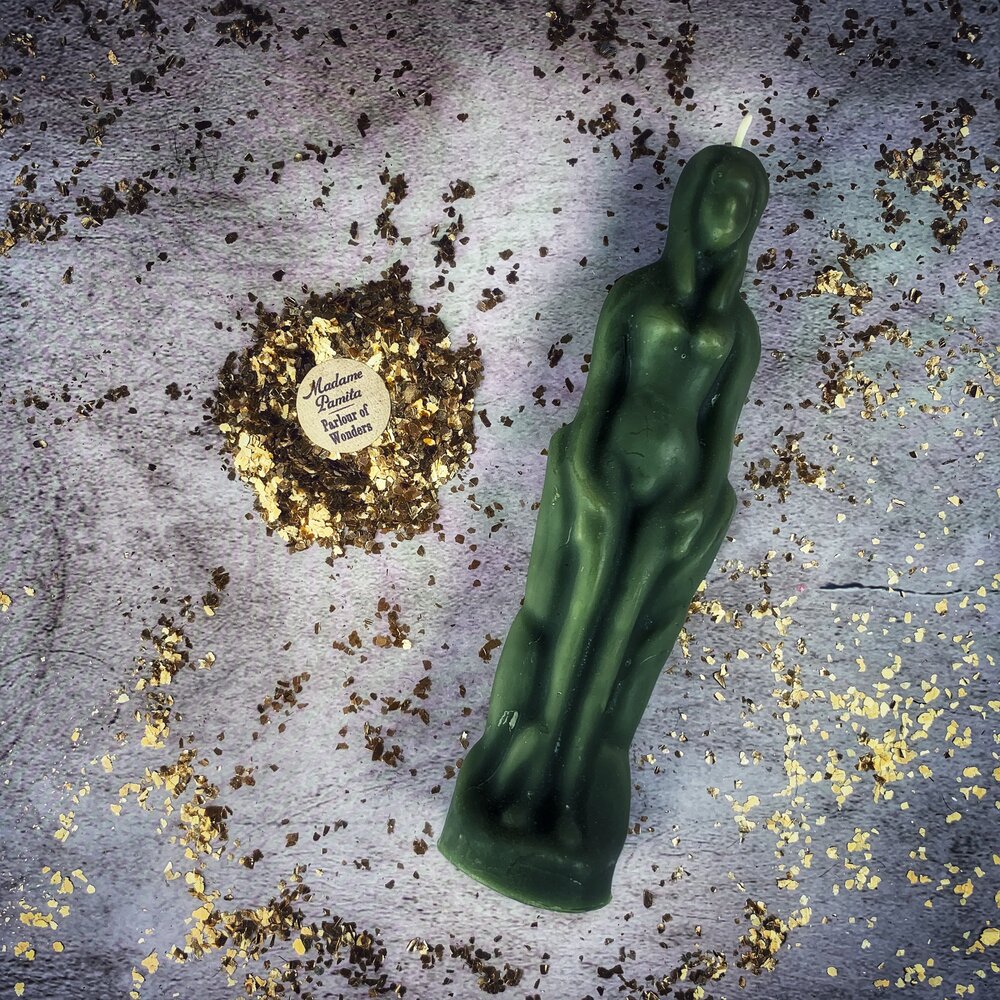 Female Figural Candle Spell Kit - Sympathetic Magic & Personal Power – Green (Prosperity) Candle Spell Kit