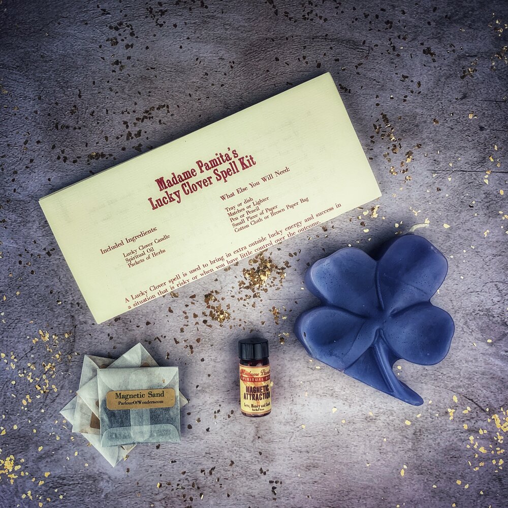 Lucky Clover Candle Spell Kit – Blue (Health Luck)