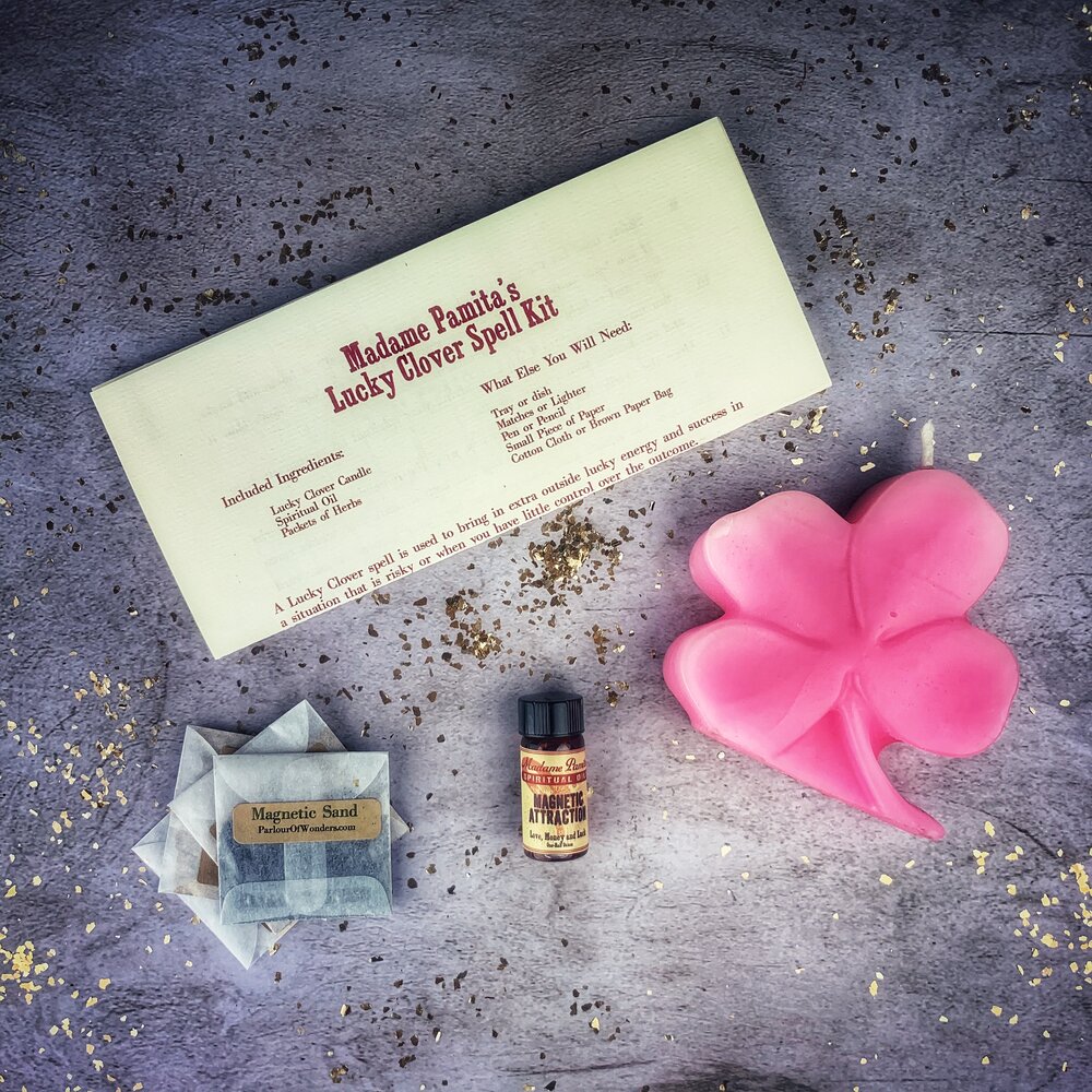 Lucky Clover Candle Spell Kit – Pink (Friendship Luck)